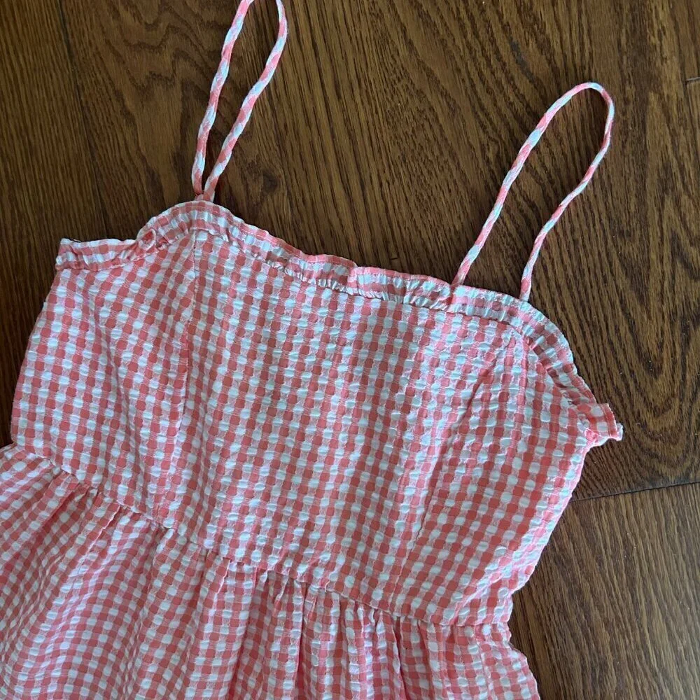 NWT Wild Fable Gingham Spaghetti Strap Mini Tiered Ruffle Dress Size Small